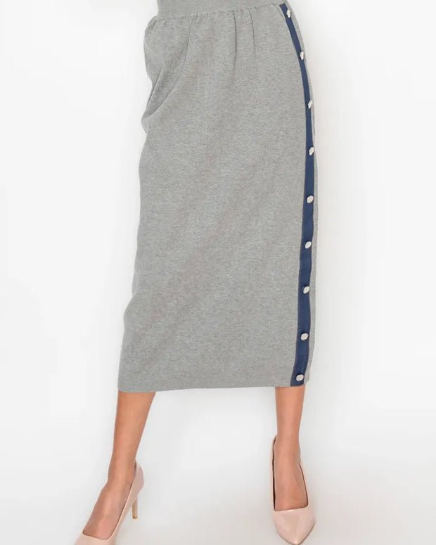 Denim side stripe skirt