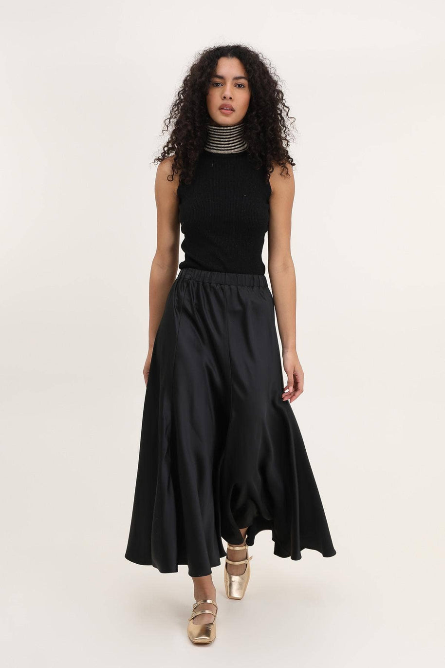 Valentine satin polka-dot print skirt