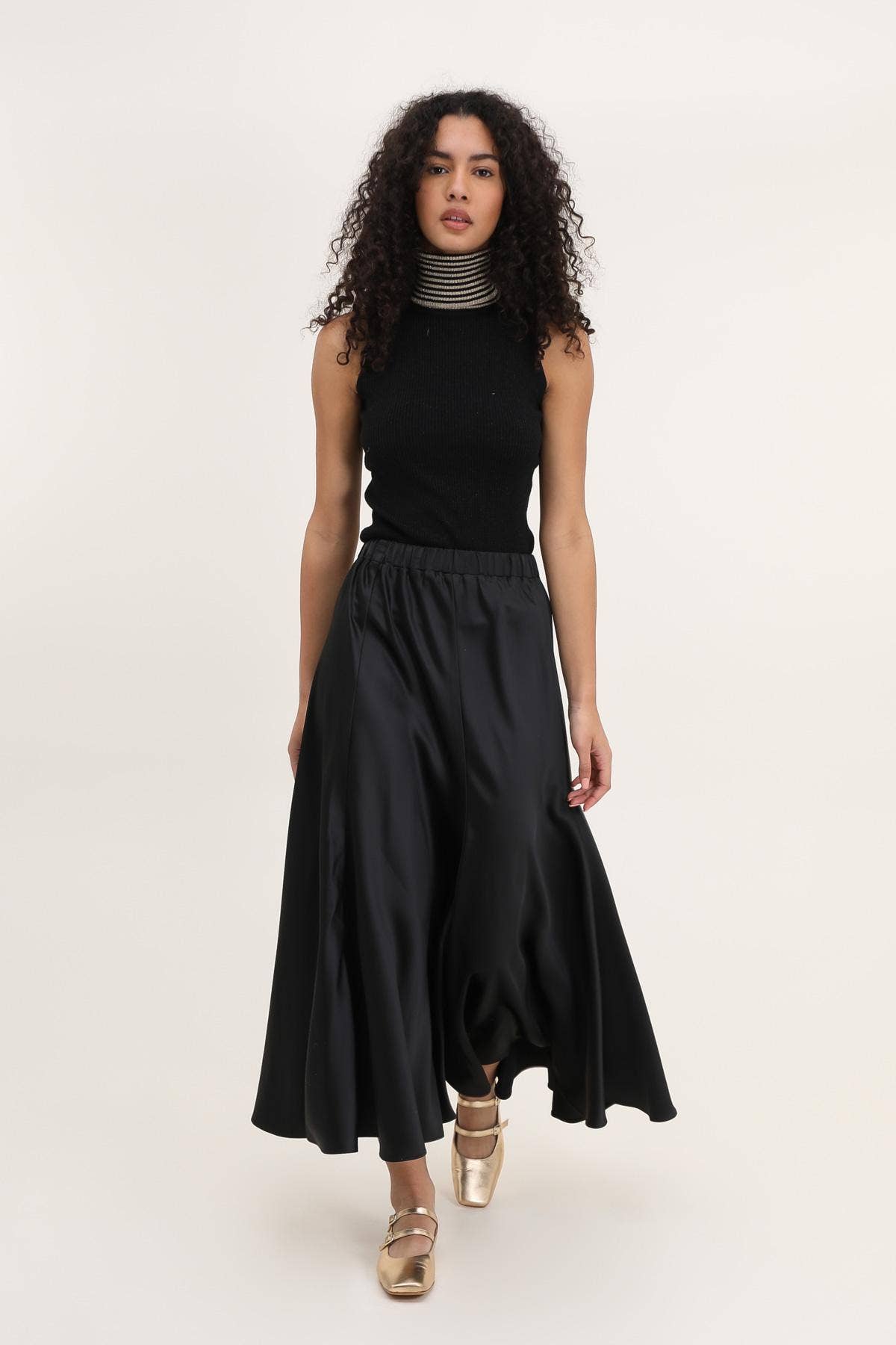 Valentine satin polka-dot print skirt