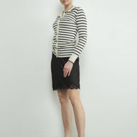 STRIPE COLLAR CARDIGAN WITH EDGE STITCH