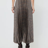 Plaid Pleated Midi Skirt M Multi