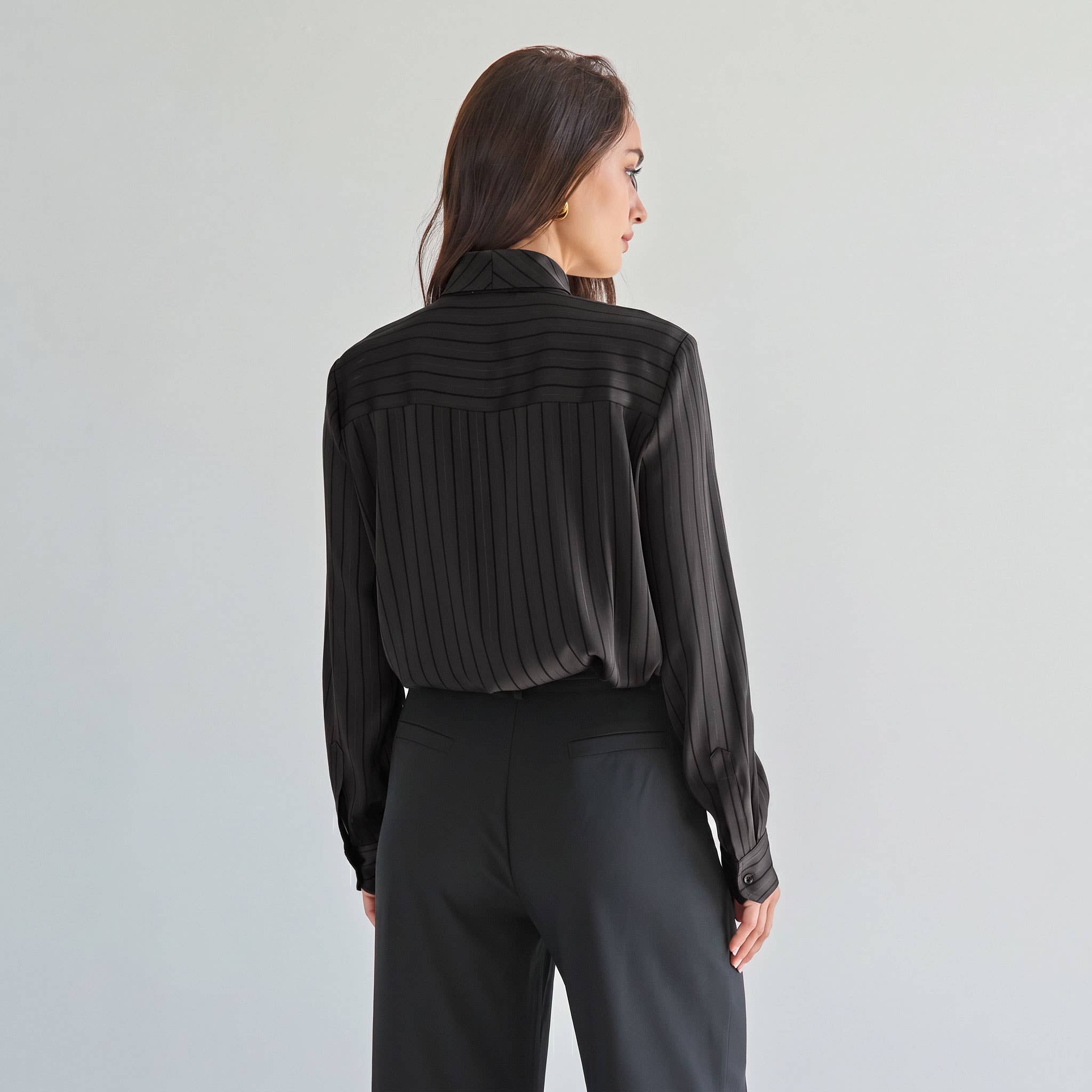 Tie neck satin blouse