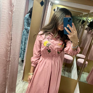Pink Embroidered Flower Dress - Fringe Boutique