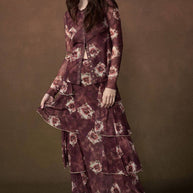 Floral-Print Long-Sleeve Snap-Front Mesh Top