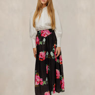 Black Floral Printed Skirt