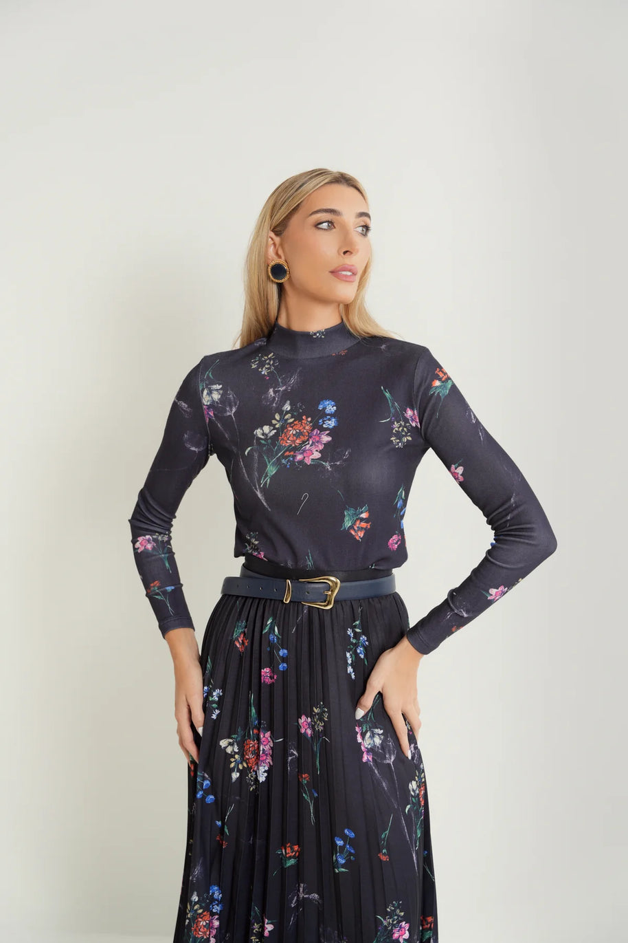 Printed Mock Neck