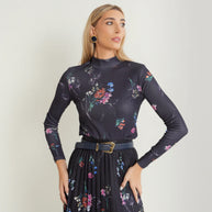 Printed Mock Neck