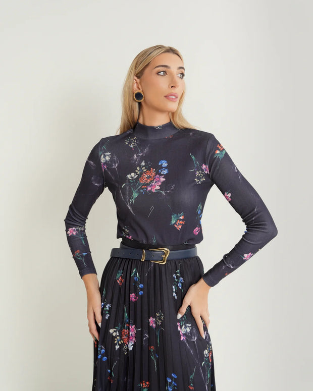 Printed Mock Neck