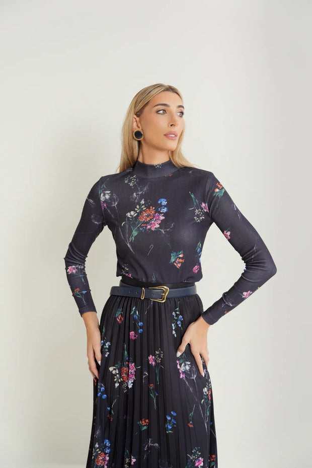 Printed Mock Neck