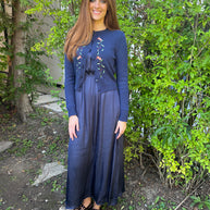Navy Dress & Embroidered Cardigan-Luella