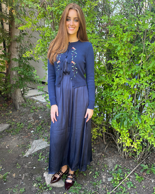 Navy Dress & Embroidered Cardigan-Luella
