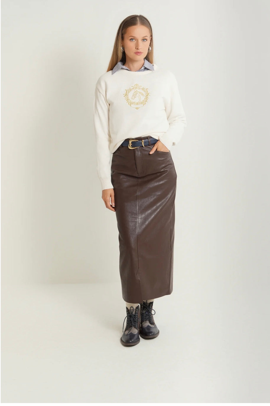 Brown Leather Skirt