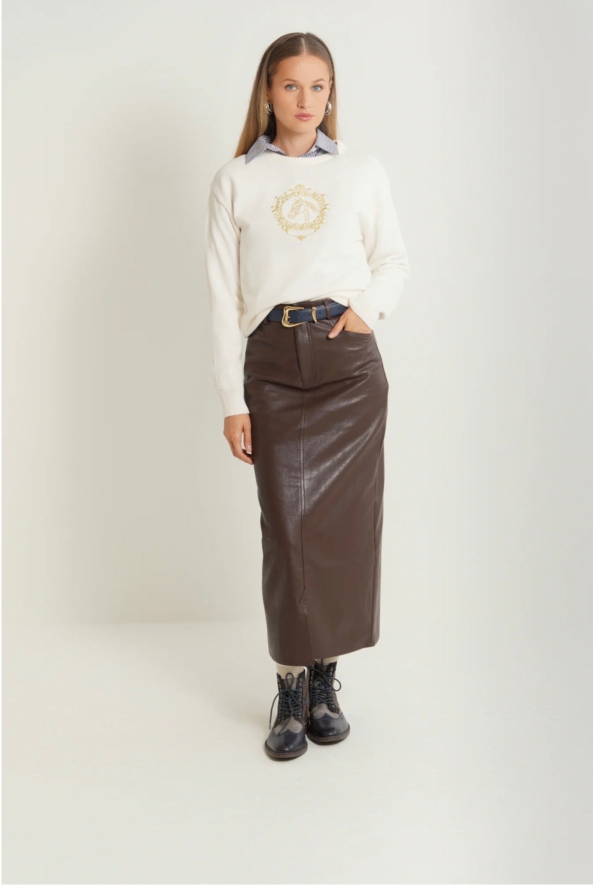 Brown Leather Skirt