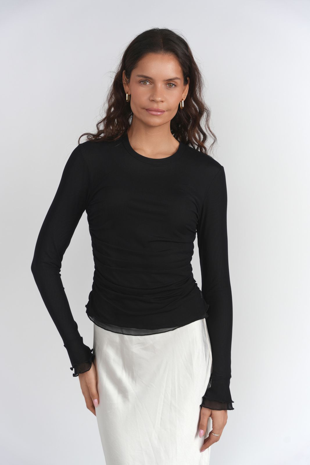 Mesh ruched top