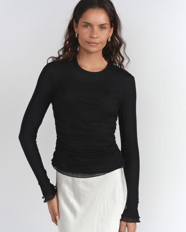 Mesh ruched top