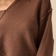 V-Neck Exposed-Seam Sweater