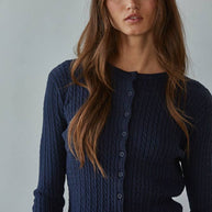 Knit Cable Sweater Cotton Button Down Cardigan Top