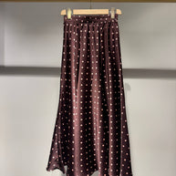 Valentine satin polka-dot print skirt S Prune pois rose Skirt