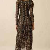 Floral Mesh Drop-Waist Midi Dress