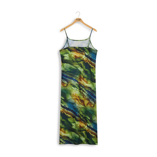 Satin Straight Slip Dress-Point