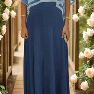 Maxi Knit Denim Panel skirt