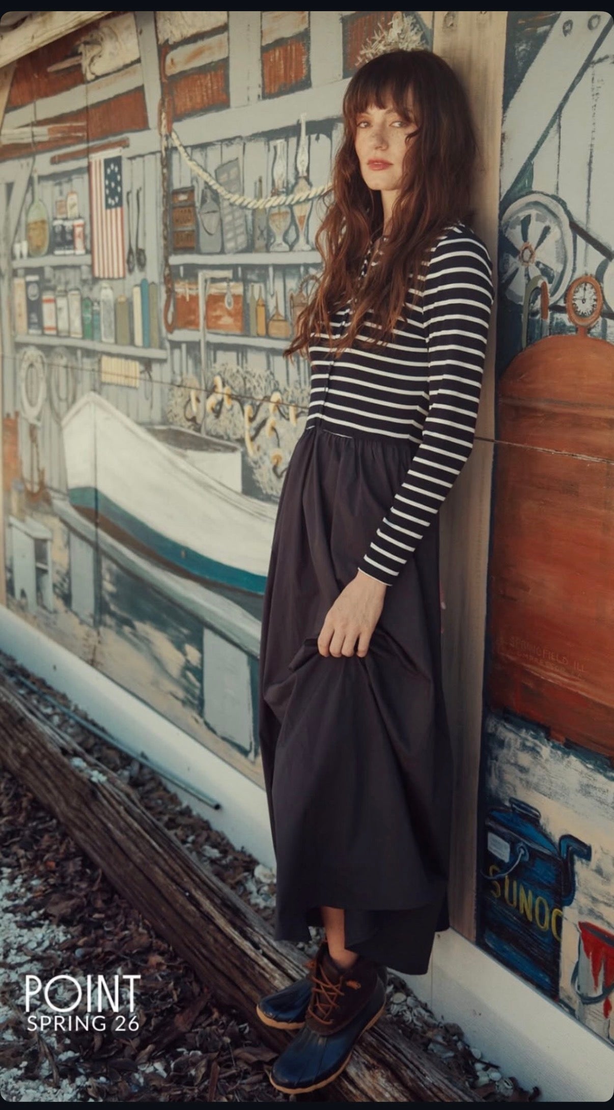 Mixed Poplin Dress-Point