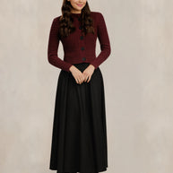 Pinstripe Circle Skirt W/ Wide Belt