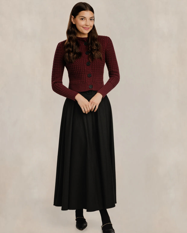 Pinstripe Circle Skirt W/ Wide Belt