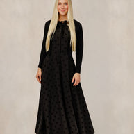 Velvet Bow Dress W/ Cardigan