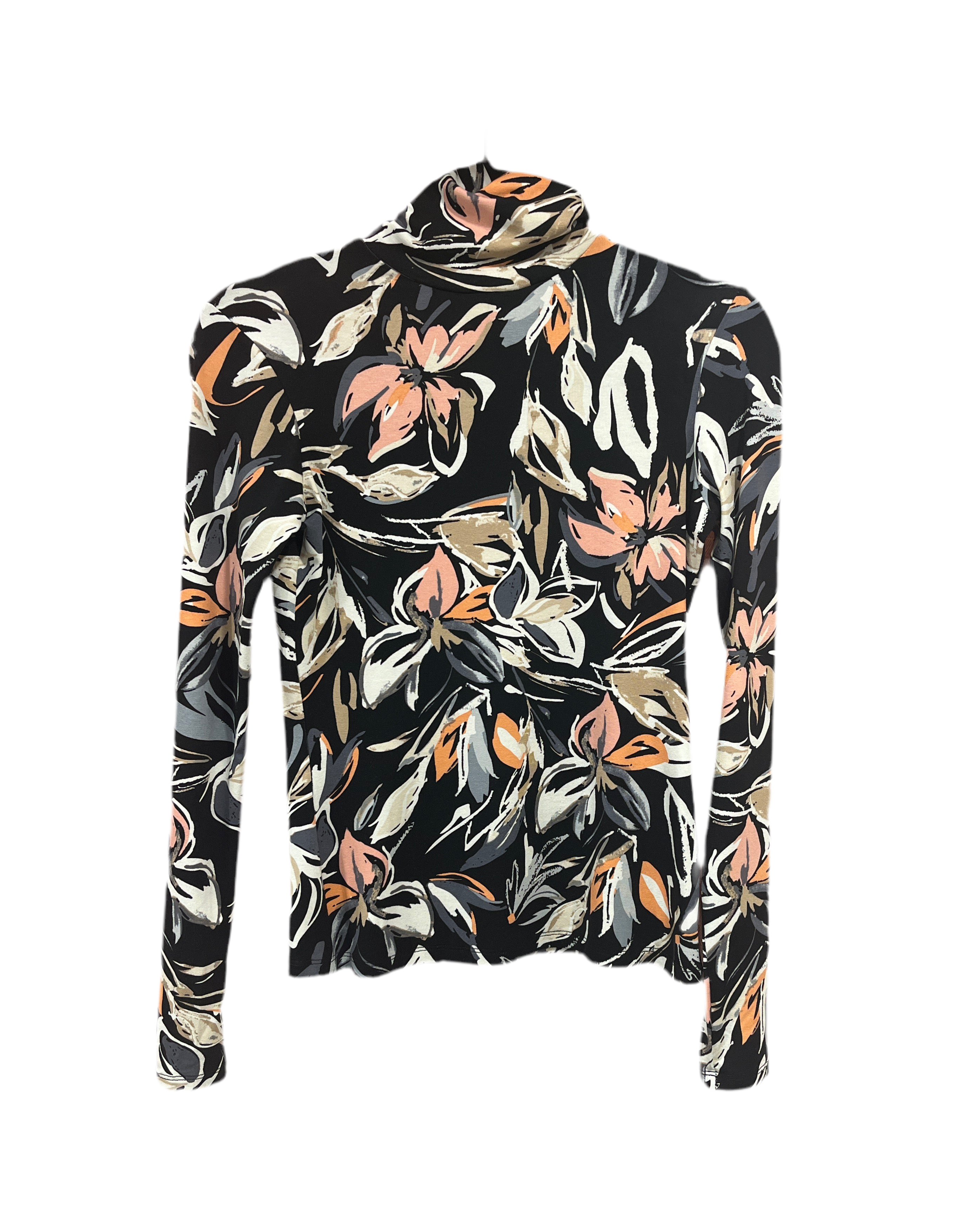 Printed Turtlenck - Fringe black and pink floral