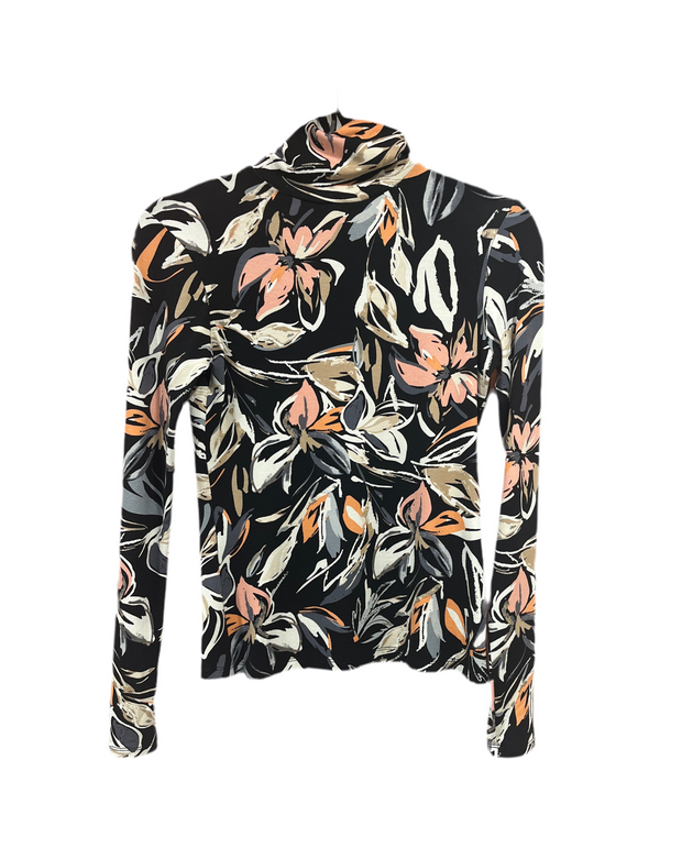 Printed Turtlenck - Fringe black and pink floral