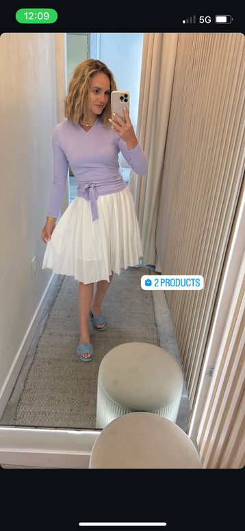 Varsity Pleated  White Skirt -Slim Skirt