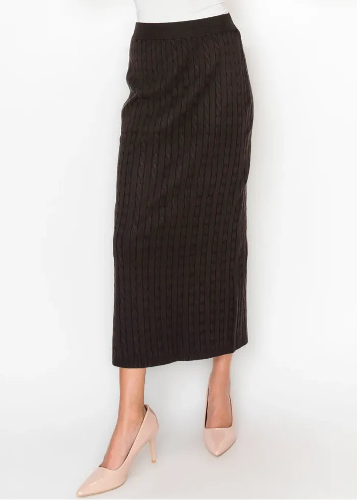 Solid cable knit skirt