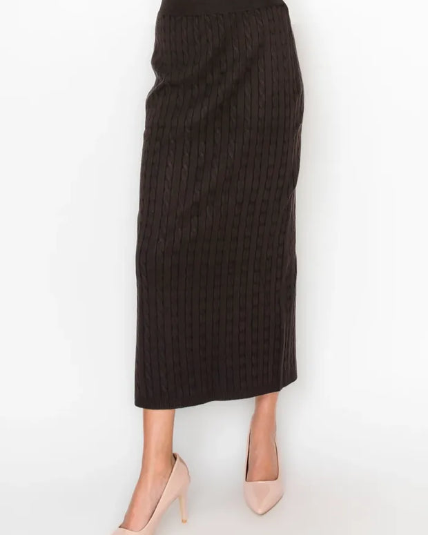 Solid cable knit skirt