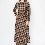 Plaid dress with side tie