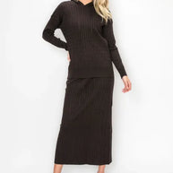 Solid cable knit skirt
