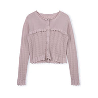 Cotton  Knit Eyelet Cardigan-Junees