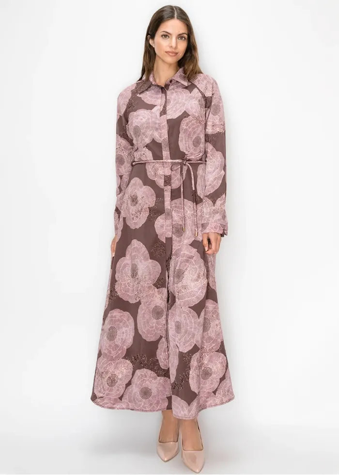 Belted poppy dress