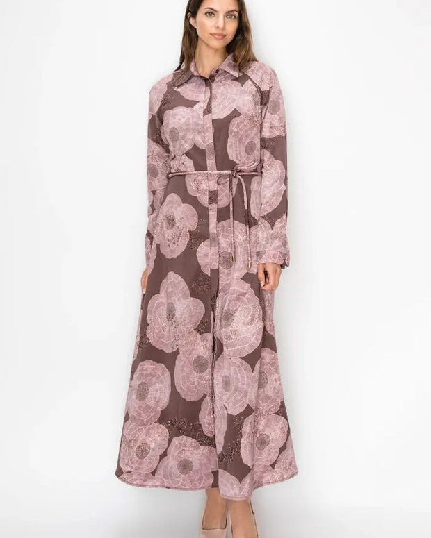 Belted poppy dress
