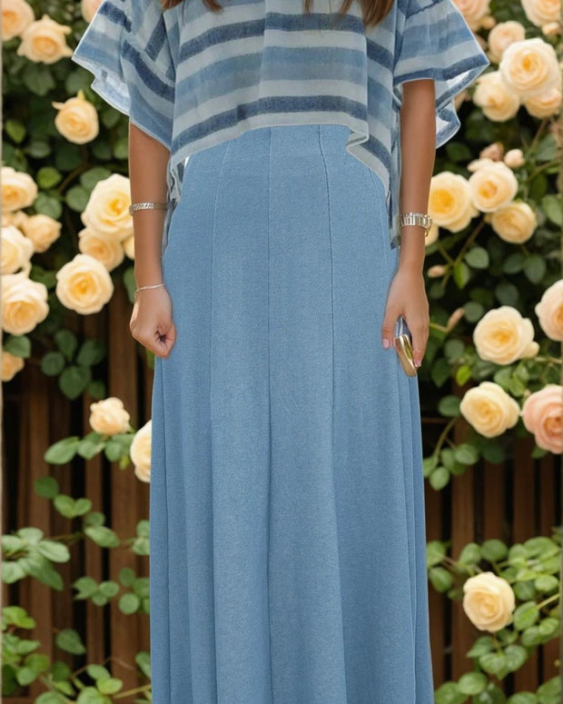 Maxi Knit Denim Panel skirt