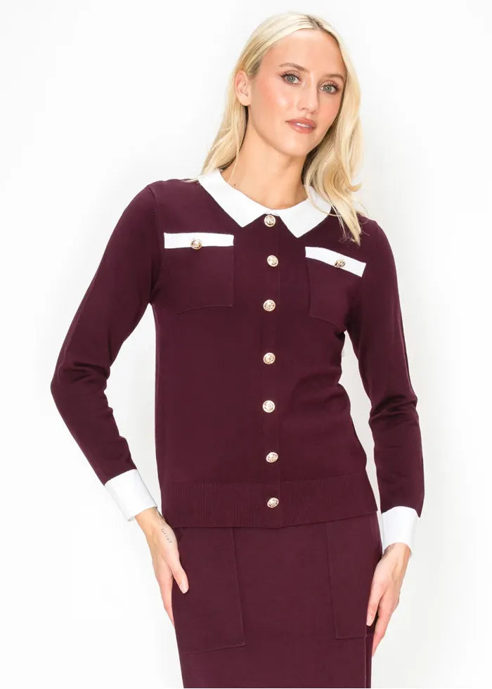 Gold button pull over