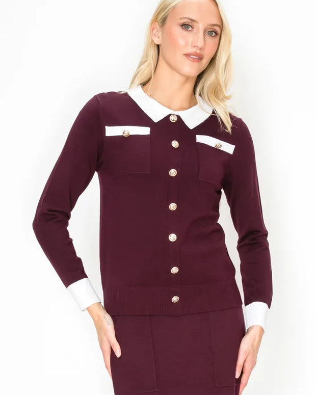 Gold button pull over