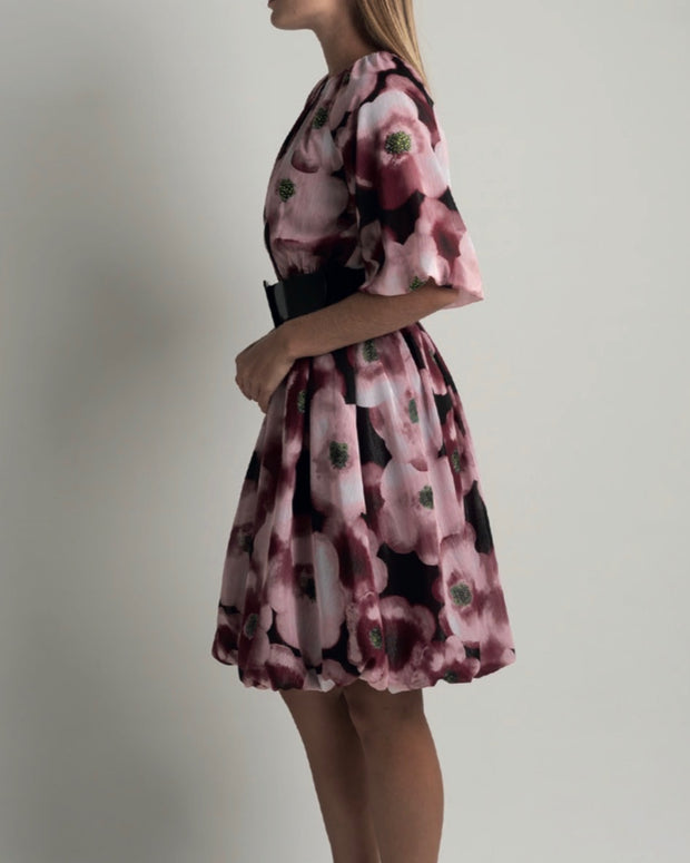Floral print bubble dress