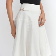 White denim buckle skirt