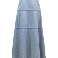 Denim Seamed Skirt-Junees