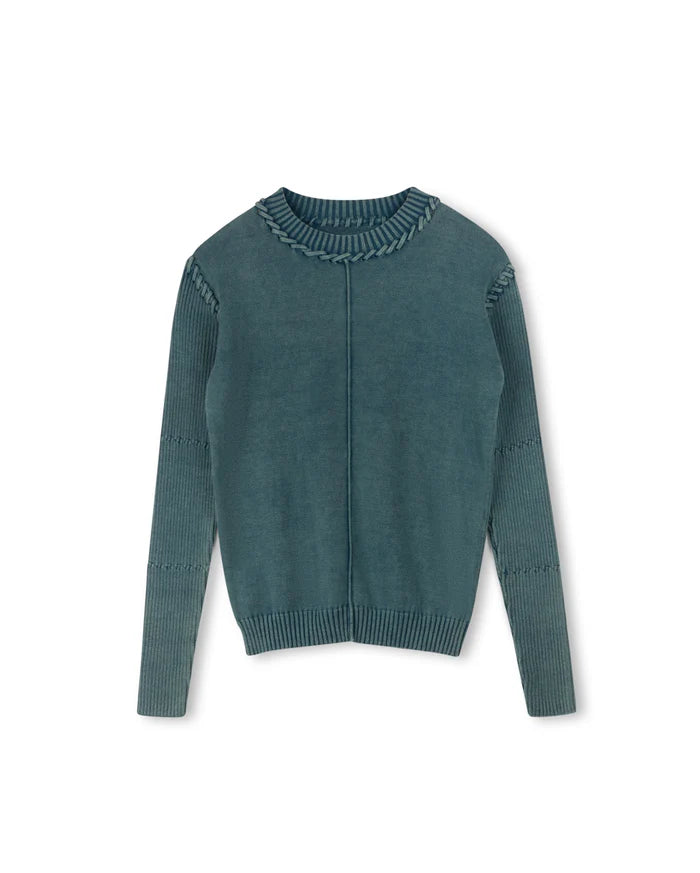 Denim wash knit sweater-Junees