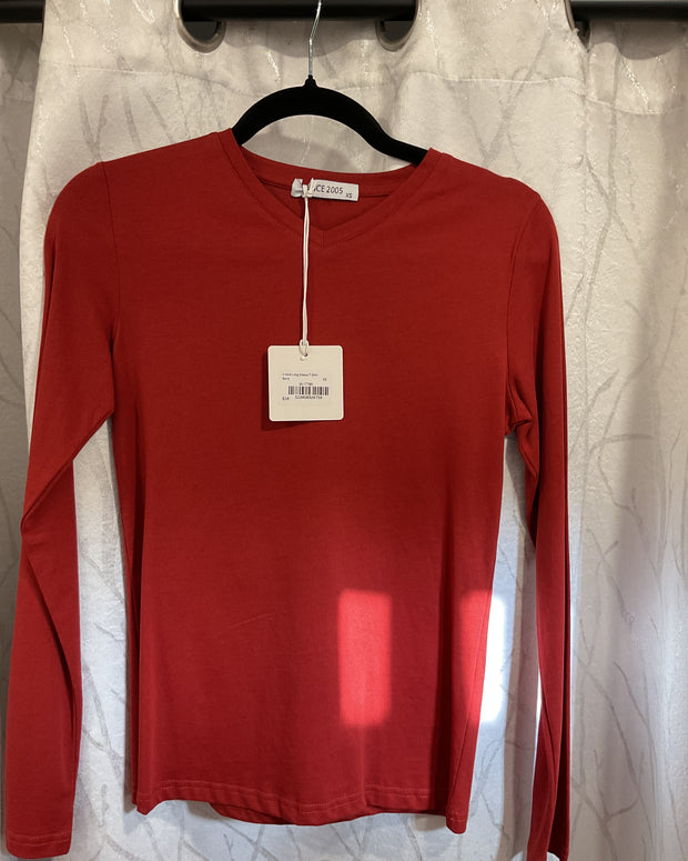 V-neck Long Sleeve berry