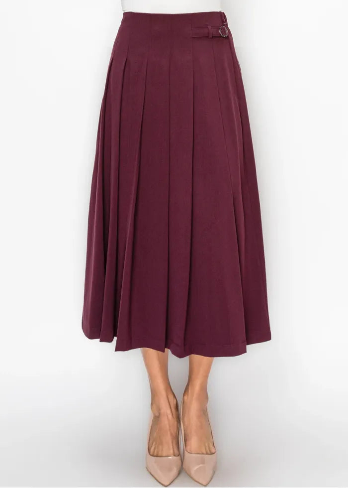 Burgundy buckle skirt