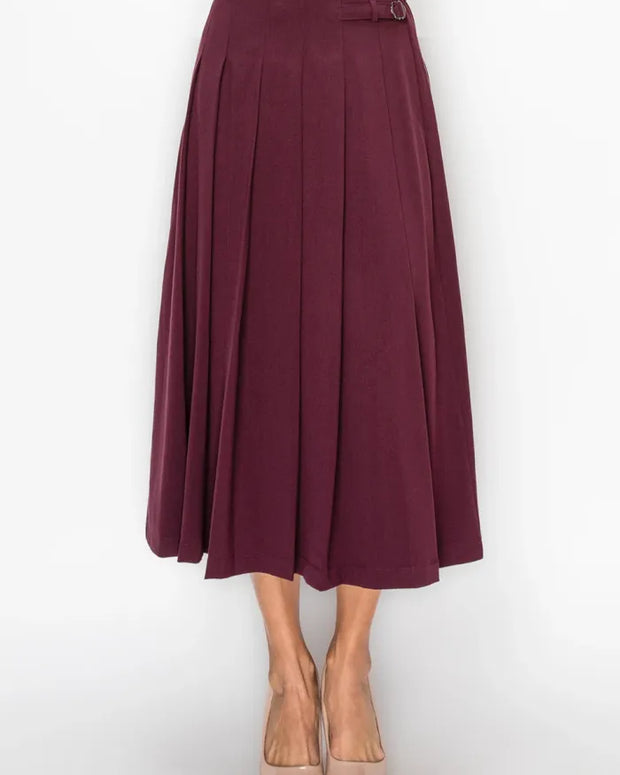 Burgundy buckle skirt