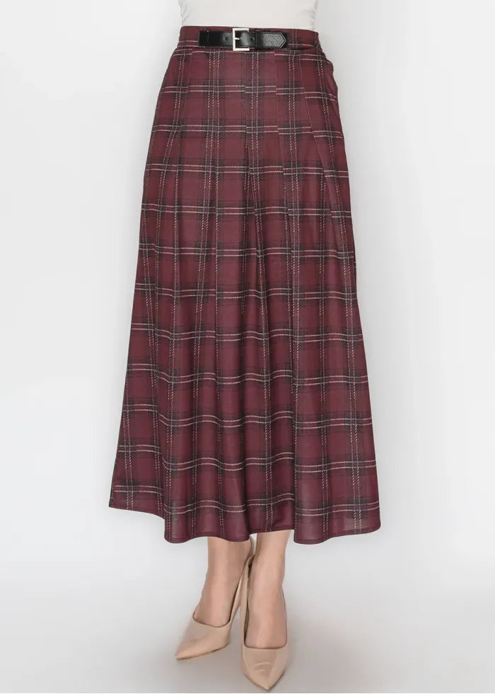 Wine plaid Aline skirt